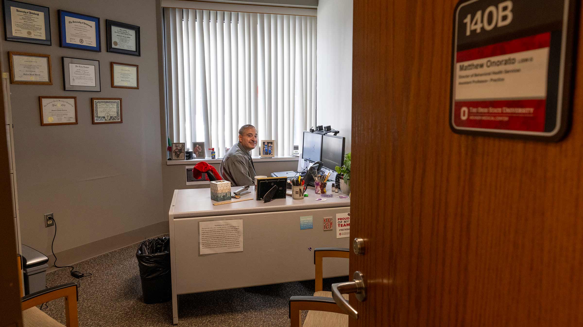 Program director, Matthew Onorato, in his office