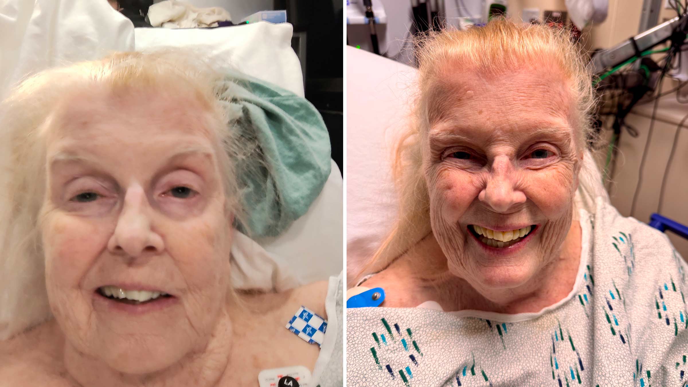 Two photos of Cynthia Bego side by side