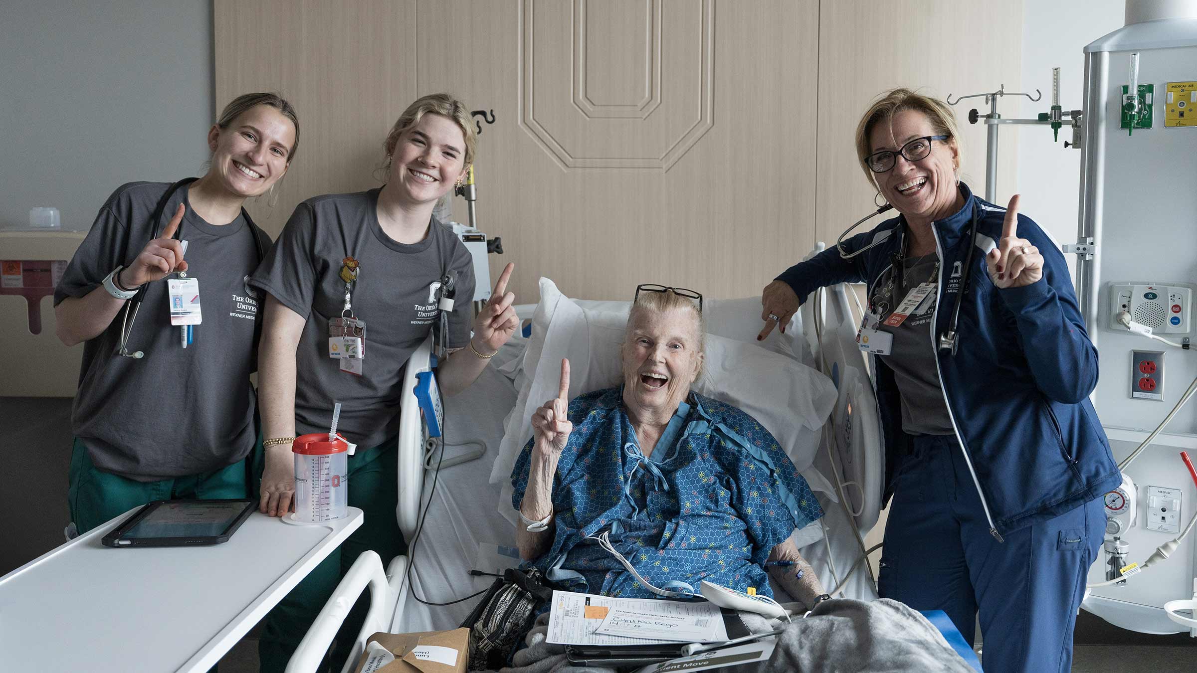 Cynthia Bego with her care team at the Ohio State University Hospital