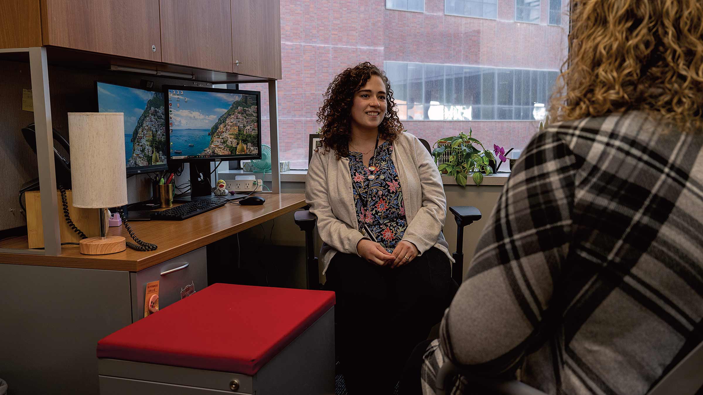 A patient talking to a counselor