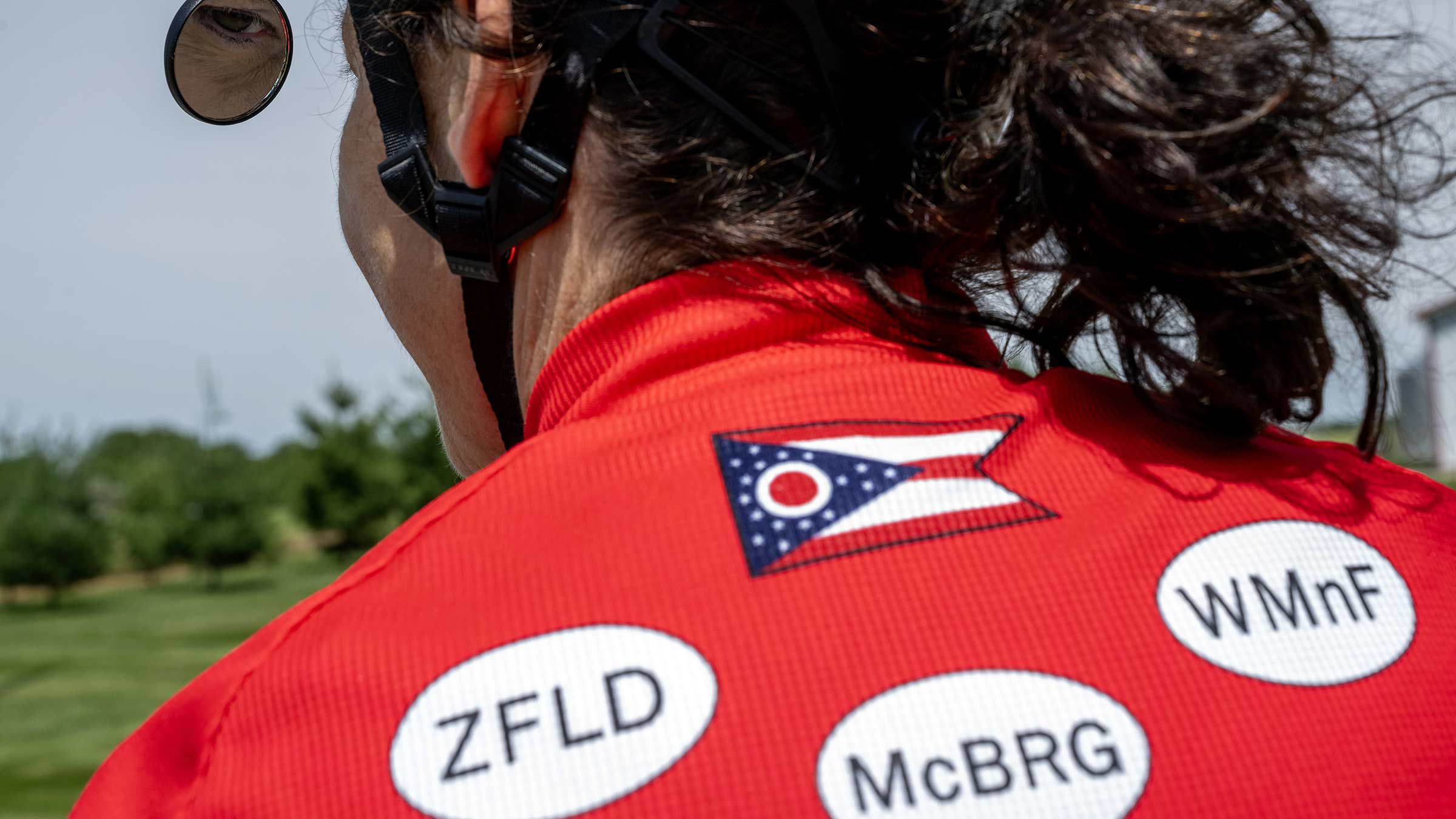 The back of Mary Applegate's cycling jersey
