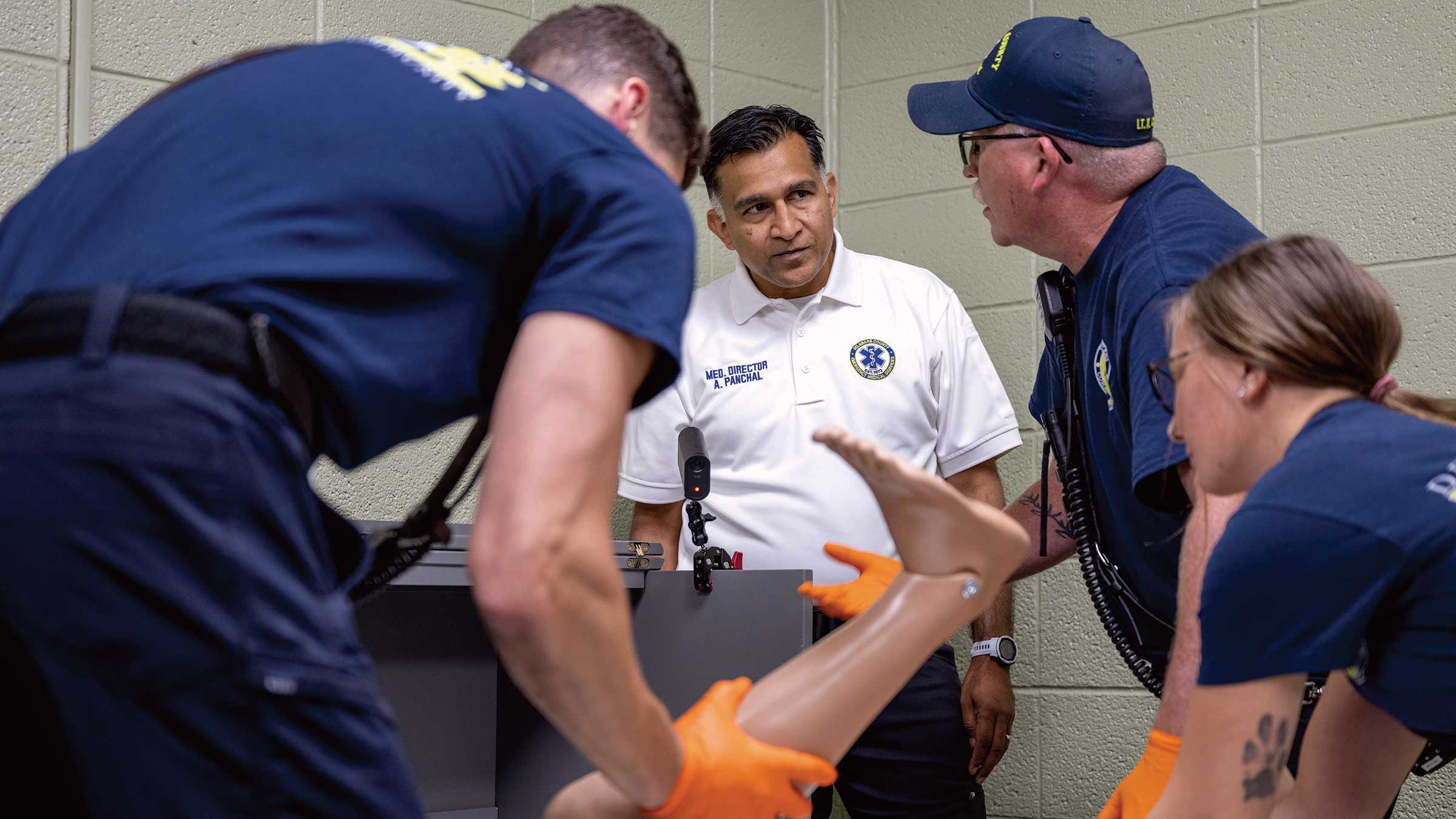 Dr. Ashish Panchal training first-responders on hands-only CPR